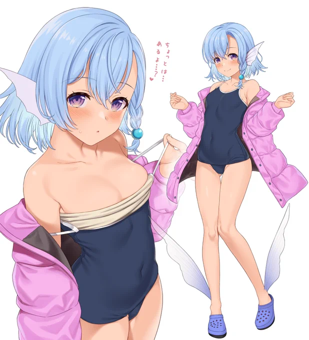同じユニットのアイドルたちにちょっとだけ劣等感のあるアイドル人魚の絵です。 