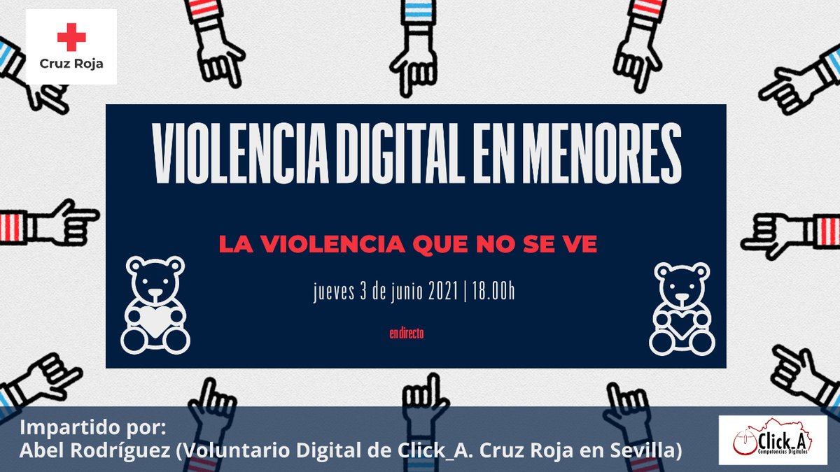ClickA_CRE's tweet photo. 📰Violencia digital en menores: la violencia que no se ve.
Sabes reconocer la violencia digital? Te lo contamos en directo en nuestra próxima charla dirigida a personas adultas con menores a su cargo (familias, educadores/as, profes...)
📅3 DE JUNIO ⏰18h.
https://t.co/EF0innWx9u https://t.co/ux1HvLQlr8