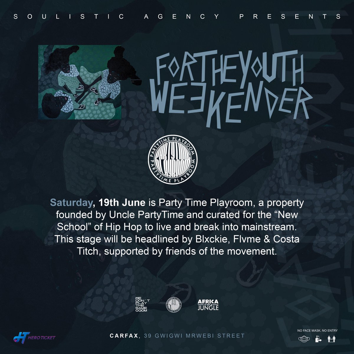 #PartyTimePlayroom is a movement created by <a href="/uncle_partytime/">oompartytjietyd</a> for the “New School” of Hip Hop to live and break into mainstream untainted. 
.
#ForTheYouthWeekender