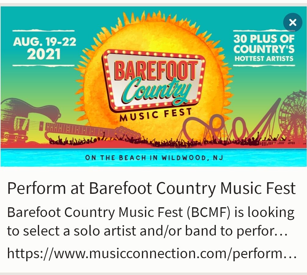 🎶🎤Perform at Barefoot Country Music Fest  August 19-22, 2021 in Wildwood, NJ. | Music Connection Magazine 👇👇👇musicconnection.com/perform-at-bar…
.
.
.
.
.
#barefootcountrymusicfestival