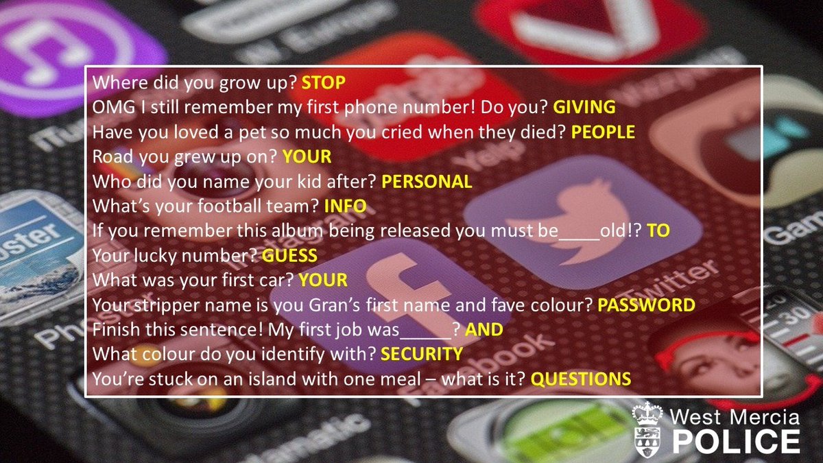 HfdsCouncil's tweet image. Scam alert⚠️| Social media quizzes seem like harmless fun &amp;amp; we've probably all done one. However, they're designed to get key words &amp;amp; data from you that you use as memorable account info elsewhere. Think about what you're sharing &amp;amp; if in doubt, don't✋🏻 orlo.uk/oYKHS