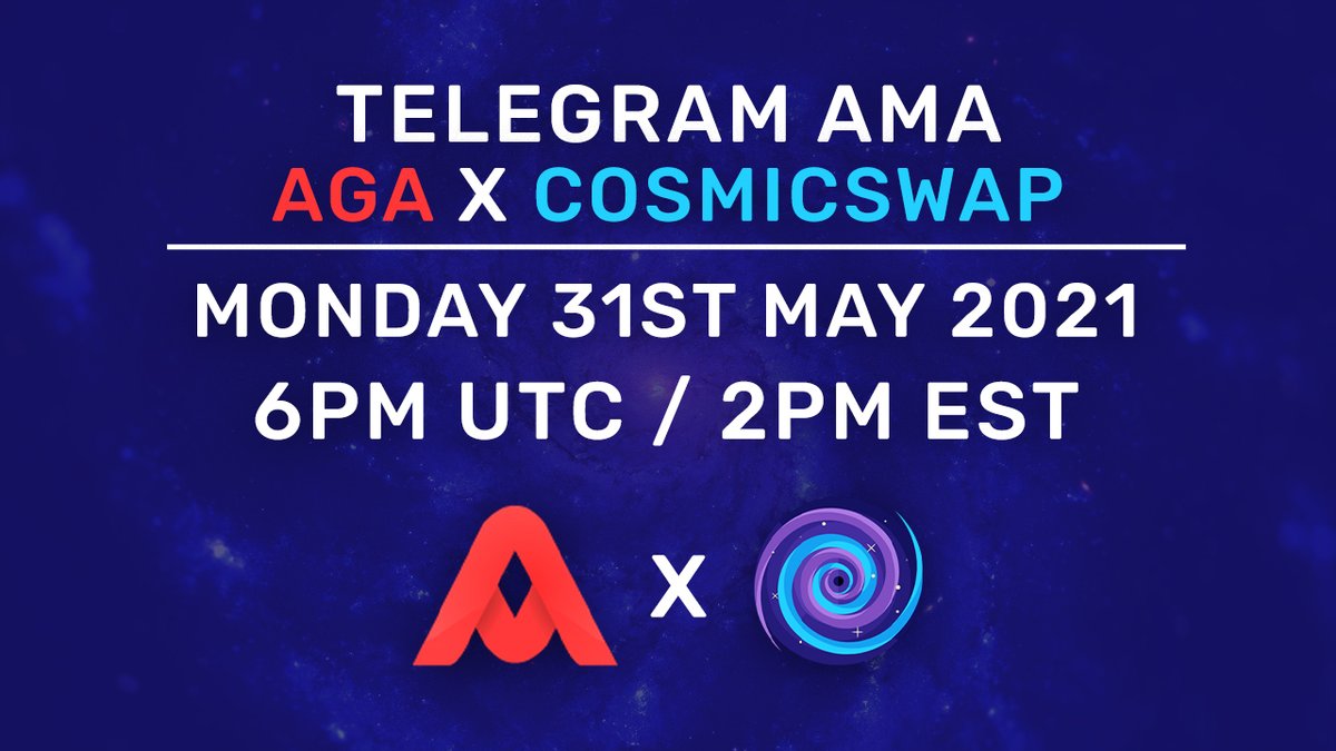 agatkn's tweet photo. Join us Monday 11am PT / 2pm EST / 6pm UTC for a flash AMA on liquidity pools, tokens, mining, sustainability and more.
Share your questions below and tune in here:
https://t.co/T7xlZ8rXmG
$AGA @CosmicSwap #yieldFarming #bsc https://t.co/cirgxAkp4r