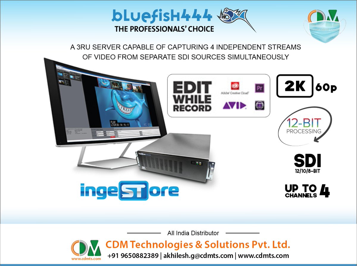 CDMTS's tweet photo. 👉 #Bluefish444 have developed  HYPERLINK  "https://t.co/0A4bcTF9OW" \o " IngeSTore Multi-channel #Capture #Application" IngeSTore as a multi-channel ingest tool enabling IngeSTore Server #3G to capture multiple independent format #SDI sources simultaneously. https://t.co/wMMKJcs3nE