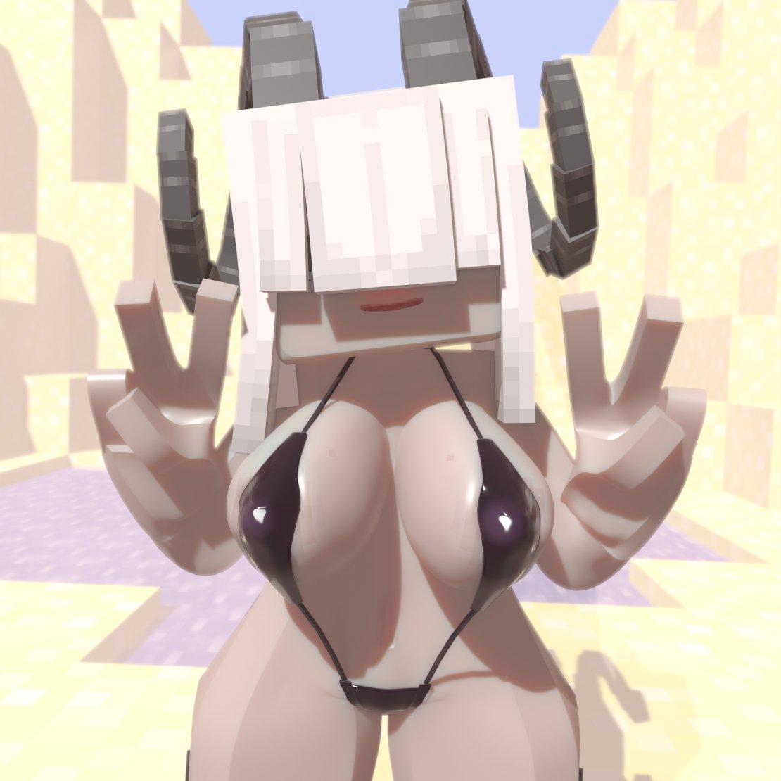Minecrafttuna2's tweet photo. Still chilling by the beach, though she decided to use her swimsuit this time! It's a little revealing... https://t.co/EiVGXg7qVG