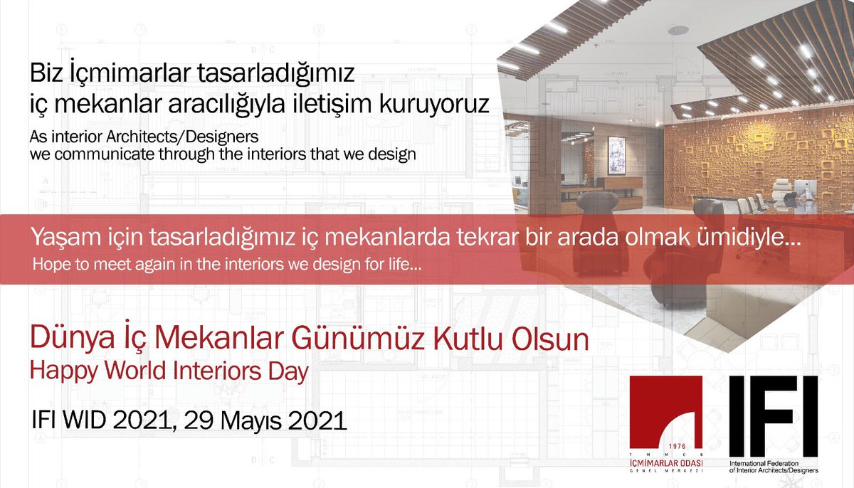 Biz İçmimarlar tasarladığımız iç mekanlar aracılığı ile iletişim kuruyoruz.
Dünya İç Mekanlar Günümüz Kutlu Olsun! 
#icmimarlarodasigenelmerkez #icmimar #icmo #içmekan #dünyaiçmekanlargunu #worldinteriorsday #ifiwid #ifiwid2021 <a href="/TMMOB1954/">TMMOB</a> <a href="/IFIworld/">IFI</a>