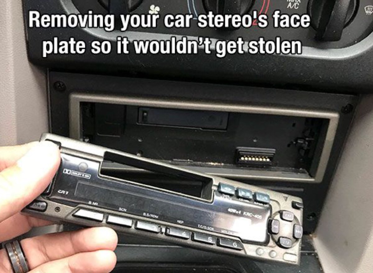 SeasonDeeper's tweet photo. Who had a stereo in their car that needed you to remove the face for security. https://t.co/w0OOHLezMz