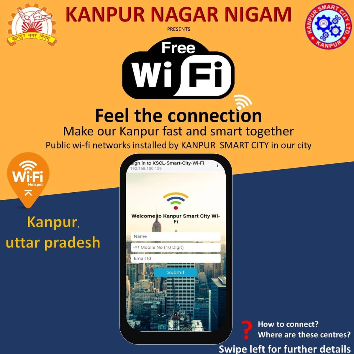 nagarnigamknp's tweet photo. Stay connected, Stay safe
An Initiative taken by Kanpur Nagar Nigam under Smart City to make our City Fast and Smart . 

Kanpur Municipal Corporation installed Public Wi-Fi Networks in different area of our Kanpur city for everyone. 
@CMOfficeUP @UPGovt @DMKanpur @mayorkanpur https://t.co/QvudjB15cO