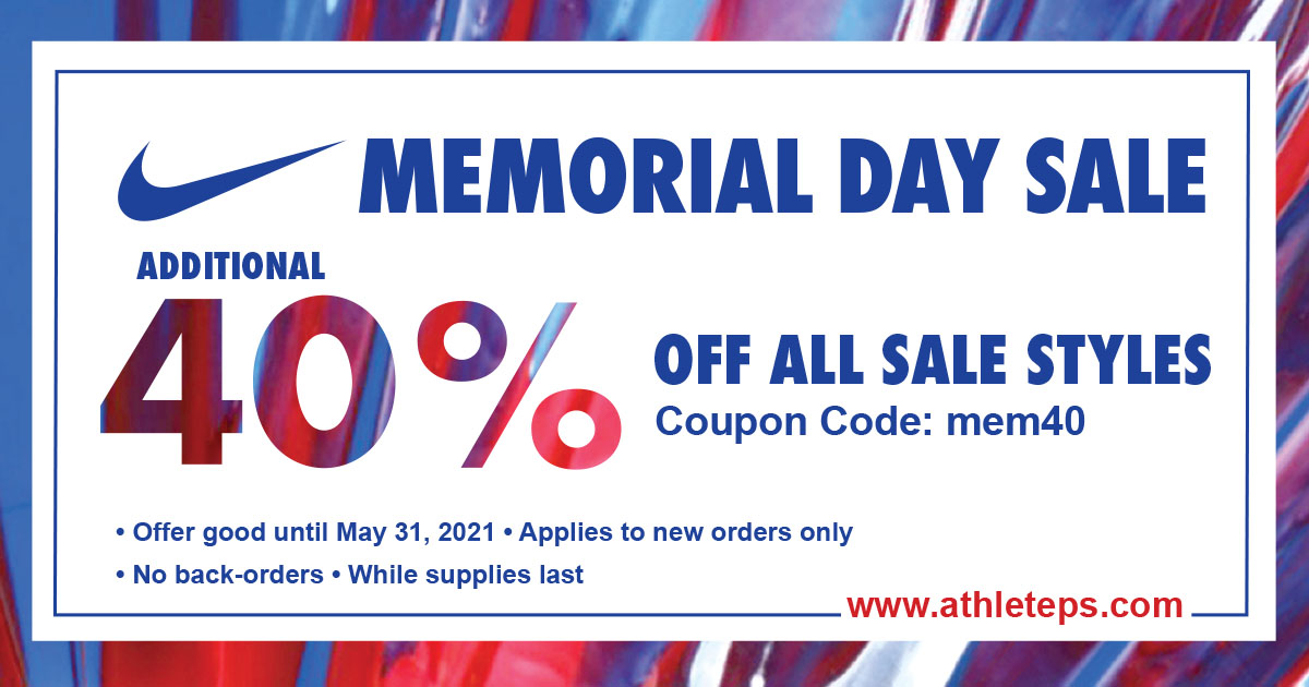 APSFencing's tweet photo. FINAL HOURS!

Today is the last day to save 40% off all SALE AREA STYLES at Athlete Performance Solutions! Use coupon code mem40 at checkout and get your gear NOW!

Save BIG at https://t.co/olRPkm3BCE

#nike #sport #sale #MemorialDay https://t.co/KDdaeRcX16