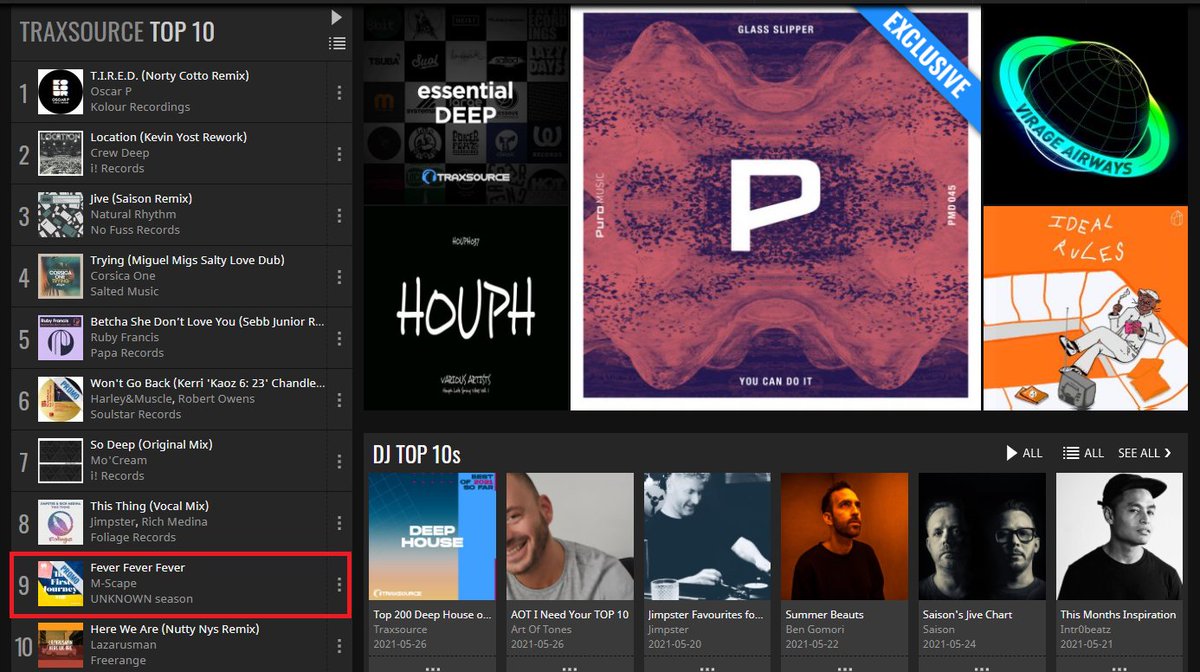 UNKNOWN_season's tweet photo. #9 on DEEP HOUSE category of @traxsource 🔥🔥🔥🔥🔥🔥🔥🔥🔥
Thanks for supporting🙏❤️
M-Scape - Fever Fever Fever
https://t.co/Uk2gaiixkz
#mscape #thefirstjourney #Traxsource #deephouse #jazzyvibes #housemusic #unknownseason https://t.co/gZPM2dmkKZ