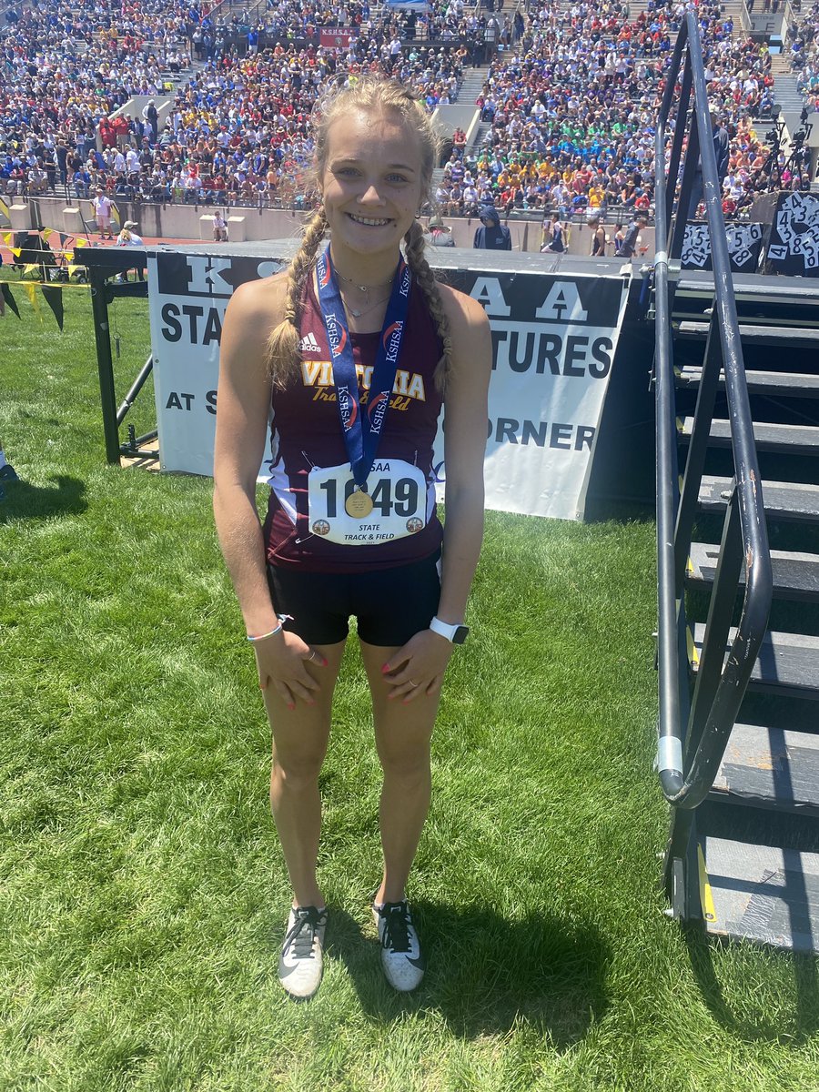 TrackInKansas's tweet photo. Class 1A girls long jump state champion is Macy Hammerschmidt of Victoria #TrackinKansas https://t.co/F74vxKGhJp