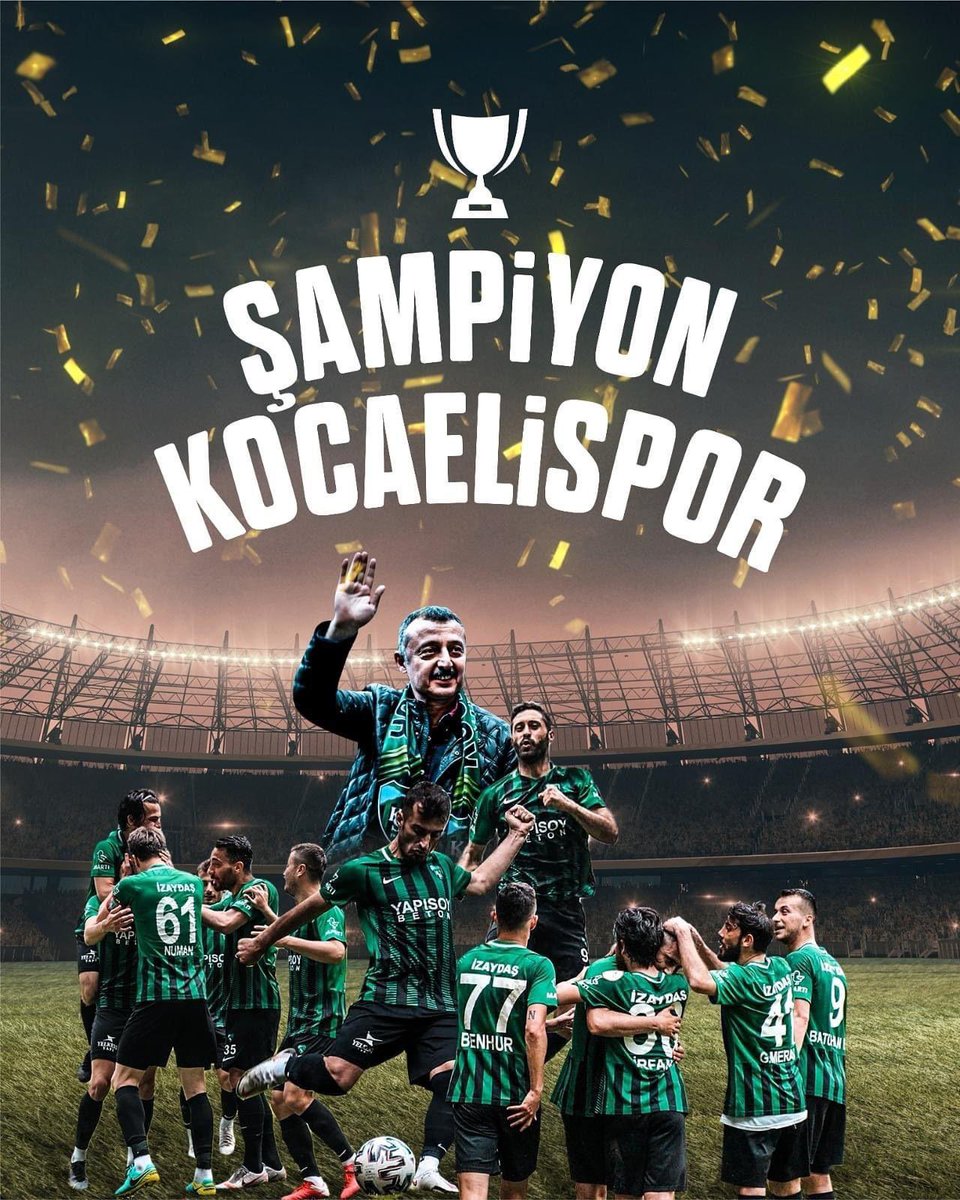 TFF 2.Lig Play-Off
ŞAMPİYONU KOCAELİSPOR 🏆
Bu uğurda hiçbir zaman fedakarlıktan kaçınmayan Kocaeli Büyükşehir Belediye Başkanımız Doç. Dr. Tahir BÜYÜKAKIN’a sonsuz teşekkür ediyoruz.
Kulüp yöneticilerimizi ve fedakar futbolcularımızı bu güzel başarıdan dolayı tebrik ediyoruz.