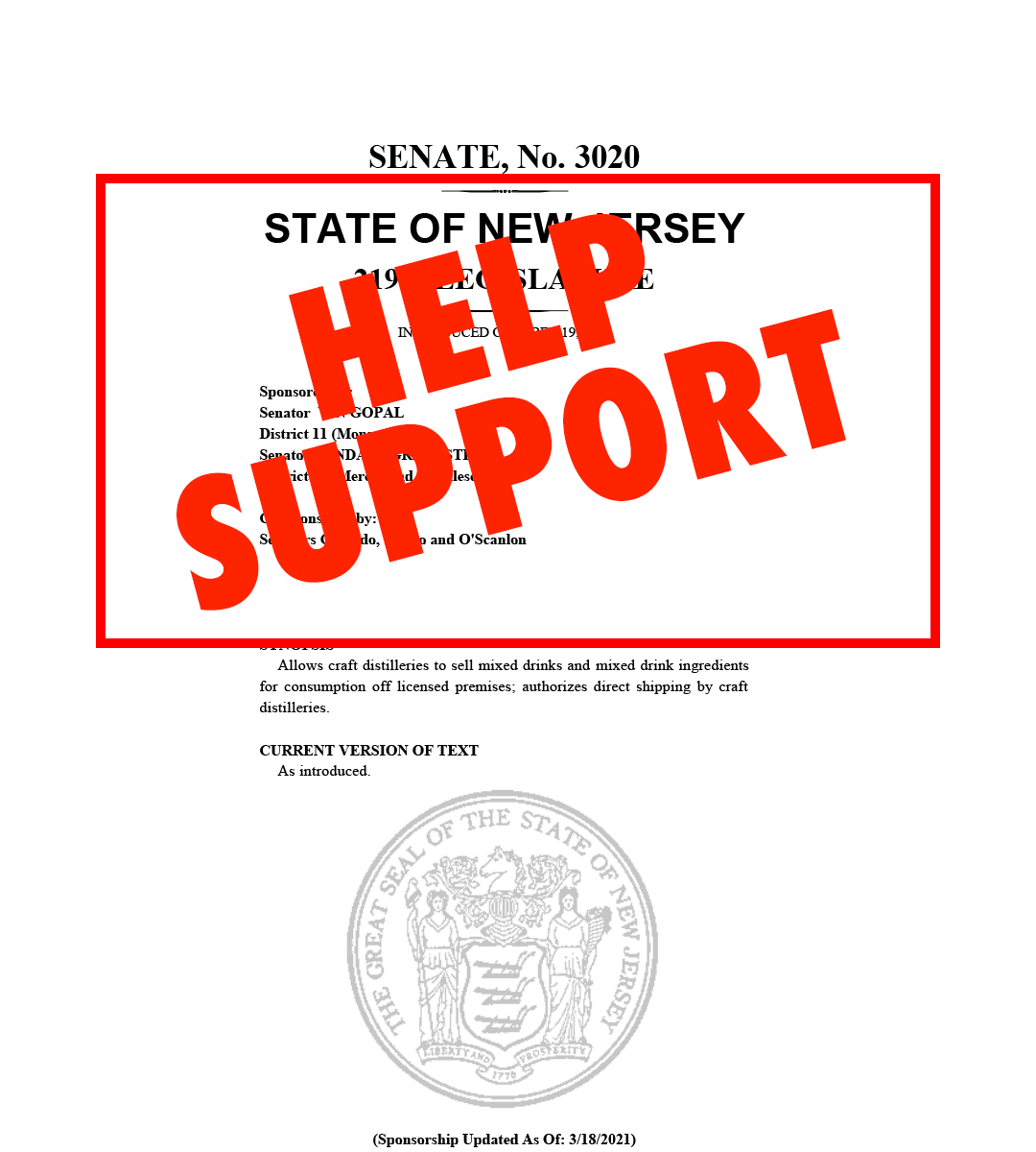 NJcraftdistill's tweet photo. Help support parity for #distillers in NJ to #shipdirect and sell mixed drinks off premises like other alcohol license holders. Email your local representative: https://t.co/ypK56J1RRc
For more on this bill: https://t.co/xOsZtkE0qj https://t.co/NC0RJVzD9V