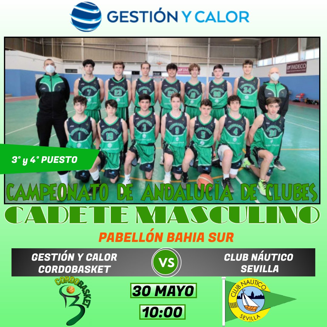 CordobasketCD's tweet photo. #CADEBACM2021 | 3° y 4° Puesto
👉 @GestionyCalor @cordobasketCD
🆚 @BaloncestoCNS
🏟️ PABELLÓN BAHÍA SUR
🌏 San Fernando (CÁDIZ)
🗓️ 30 Mayo
🕙 10:00 h. https://t.co/2QxS939PWl