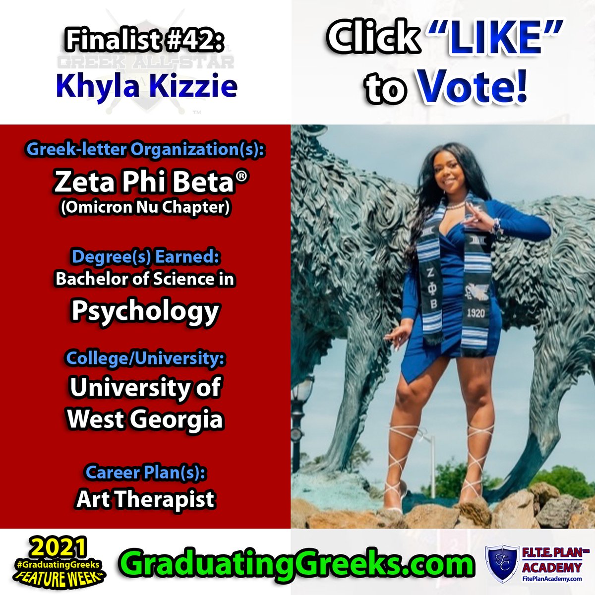 GreekAwards's tweet photo. .CLICK “LIKE” TO VOTE FOR OUR NEXT CONTESTANT:
2021 National @GreekAwards #GraduatingGreeks Feature Week™ Photo Contest FINALIST #42: Khyla Kizzie (@khykisses), Omicron Nu Chapter #ZPhiB. #GreekLife.
Sponsored by: @TimCarthon’s #FITEPlan Academy - https://t.co/DkX9xU4rUP https://t.co/NWcihaoKMN