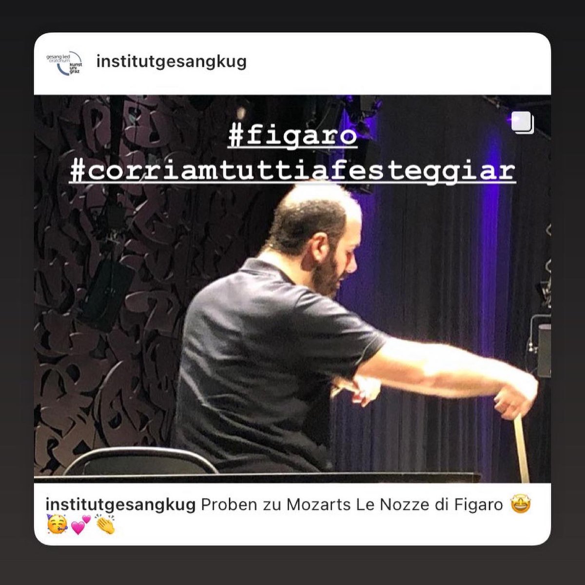 raphael_fusco's tweet photo. One more week to go!!! Premiere on June 5th 🎶
#LeNozzediFigaro
#Corriamtutti
#Mozart 
@KunstuniGrazKUG https://t.co/NUQYQZkaKQ