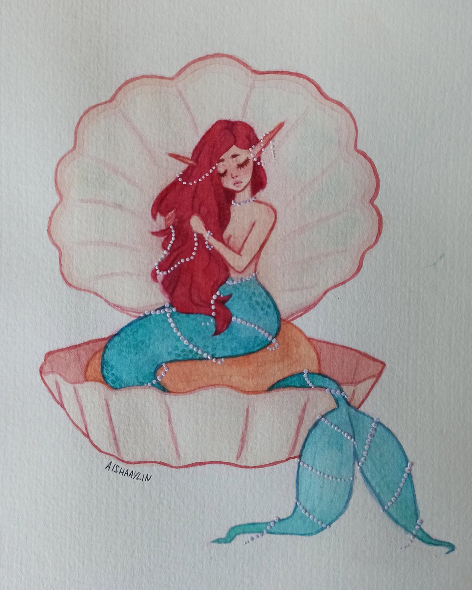 aishaaylin's tweet photo. Another piece for #mermay 
#art #traditionalart #watercolor #mermaids https://t.co/ReaNJs7bxh