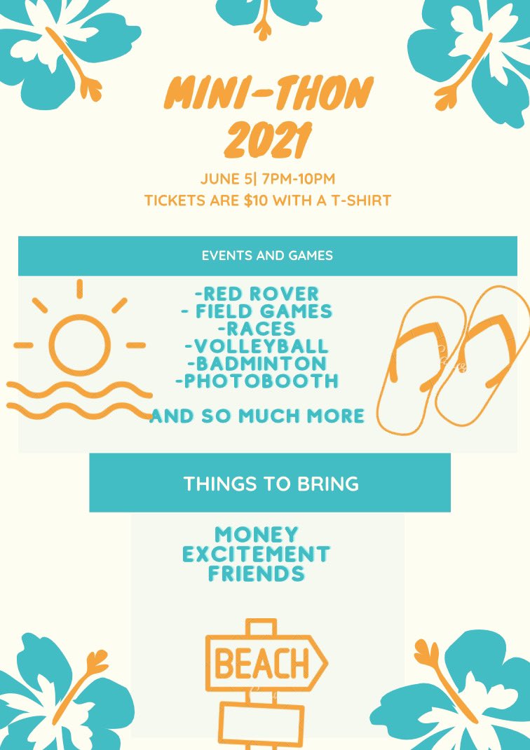Mini-THON will be held next Saturday, June 5th on the KD football field!! It will be from 7-10pm. Stop by Mr. Leonard’s room for a registration packet and tickets are $10 with a free t-shirt. We hope to see you there! For The Kids!!