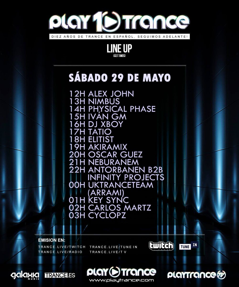 Hey #Trancelovers!

Today at 17:00 on the 10th anniversary of play trance radio ...
 
Congratulations! ❤

#trancefamily