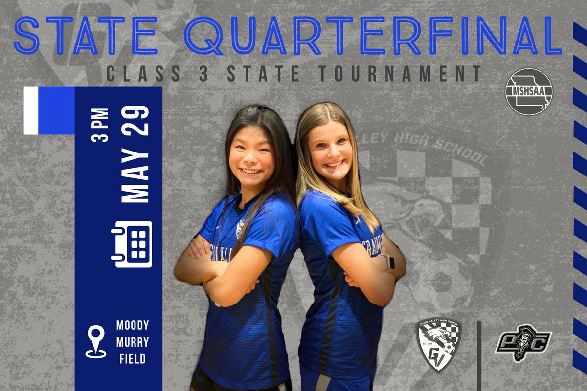 🚨🏆⚽️ STATE QUARTERFINAL
🆚 <a href="/pirate_soc/">PCHS soccer</a> 
⏰ 3pm
📍 GVHS
🎟 mshsaa.org/CMSPages/Ticke…