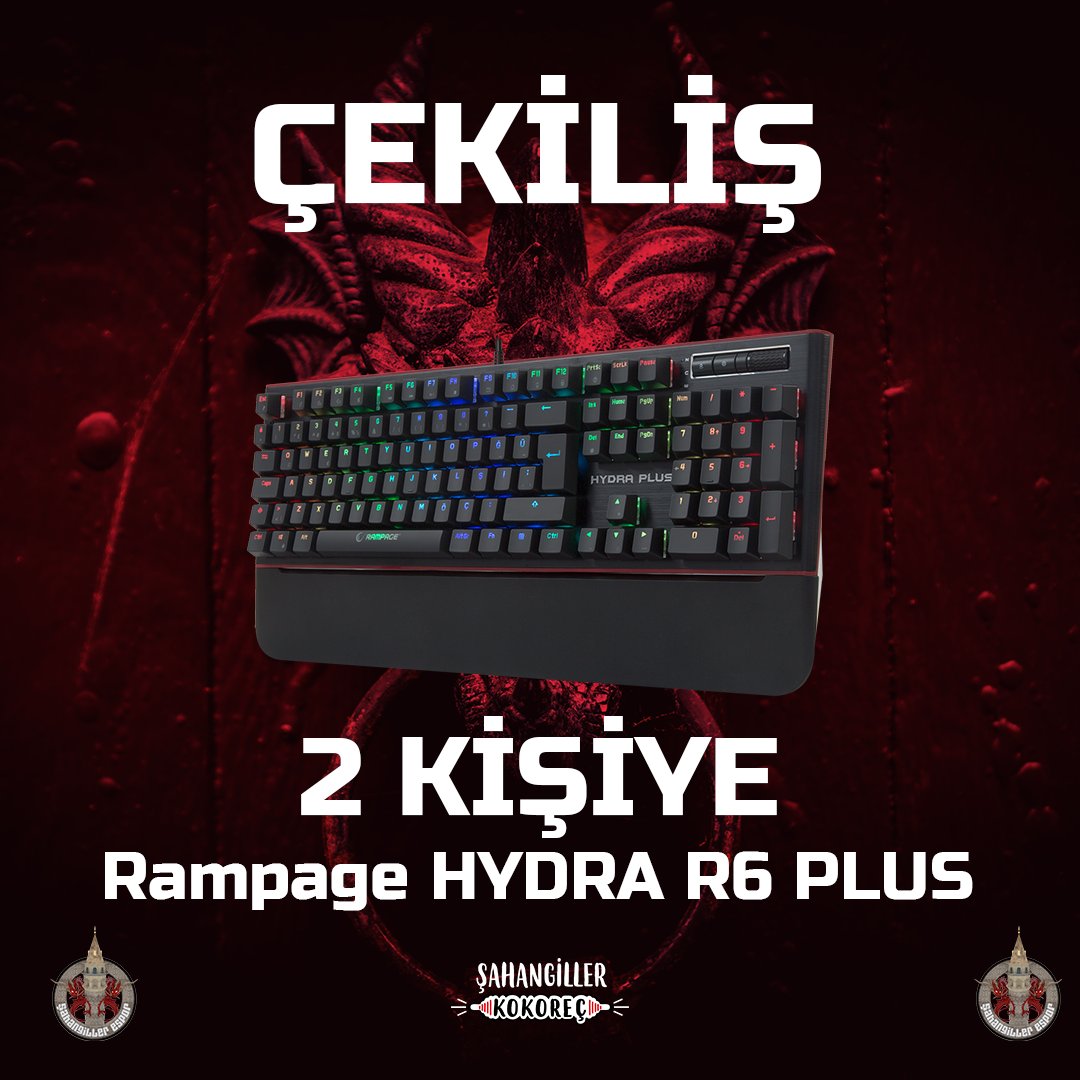 sahangillerspor's tweet photo. Ç E K İ L İ Ş 📢

İlk çekilişimiz ile karşınızdayız. 2 şanslı takipçimize Rampage HYDRA R6 Plus mekanik klavye hediye ediyoruz. 

Yapmanız gerekenler  👇🏻

1️⃣ Bu tweeti rt'le
2️⃣ Sayfamızı takip et,
3️⃣ Bu tweetin altına 2 arkadaşını etiketle. https://t.co/n3jFKs5mQ3