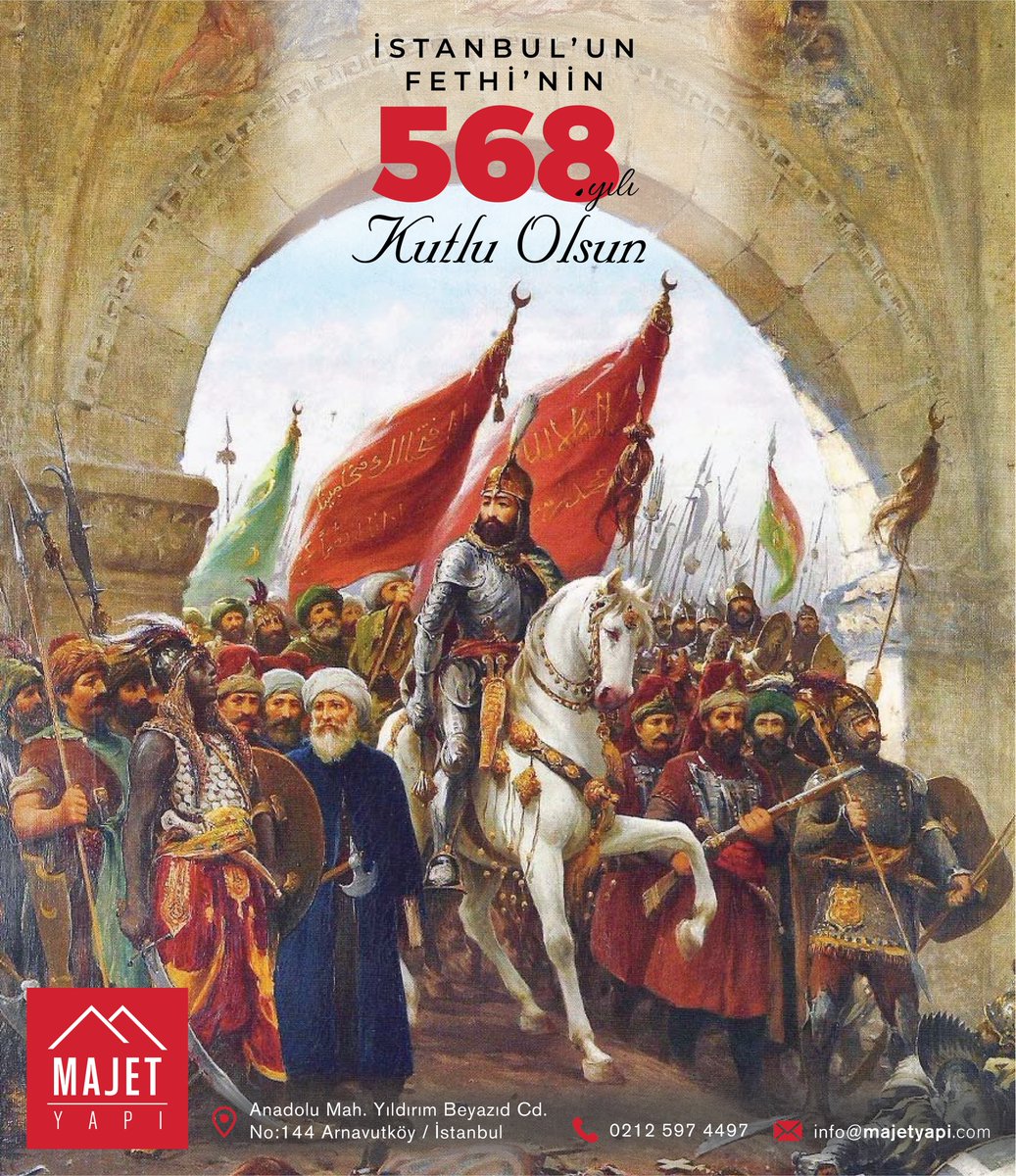 🇹🇷 İstanbul'un Fethi'nin 568. yıl dönümünü kutlu olsun. 🇹🇷

#istanbulunfethi #29mayıs1453 #majetyapi #termalseramik #arnavutköyseramik #banyo #tasarım #yapımalzemeleri #seramik #fayans #porselen #yerkarosu #duvarkarosu #mimari #tasarım #dizayn #içmimar