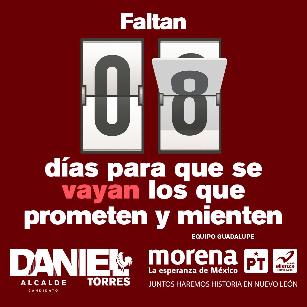 danieltorresca's tweet image. ¡Prometen y mienten! PRI y PAN son lo mismo.
¡VOTA POR EL GALLO! 🐓

Juntos tenemos la solución. ¡El despertar de Guadalupe está en tus manos! 
.
#Súmate en danieltorrescantu.com ¡Hagamos Equipo!
#DanielTorres