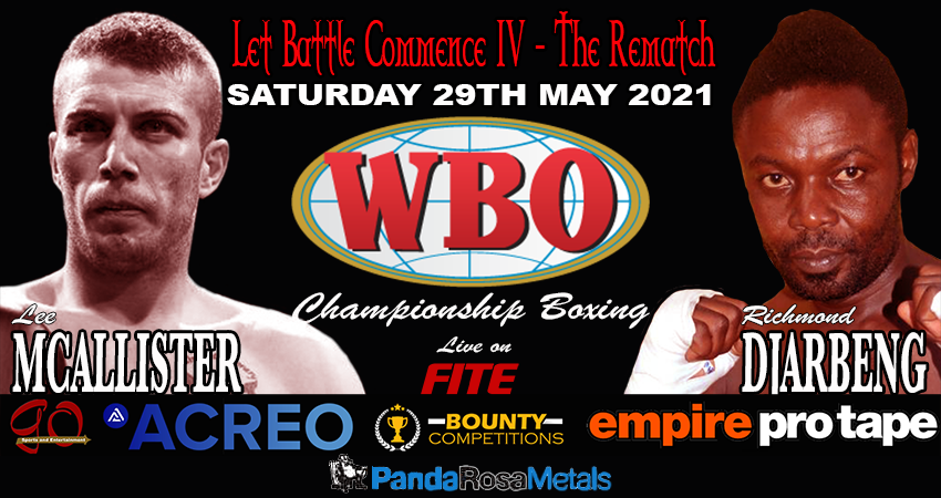 CommenceBattle's tweet image. NEWS: WBO Championship Honours On The Line For McAllister Vs. Djarbeng THE REMATCH Live and Free To View on FITE &amp;amp; VIVA LIVE 29th May 2021. go-boxing.net/2021/05/29/new… @FiteTV