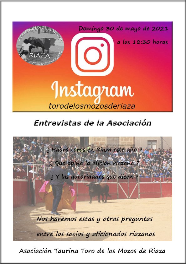 Mañana hablamos un rato de toros.
Daremos a conocer nuestra postura sobre la celebración de festejos taurinos en Riaza.
¿ Habrá toros este año en Riaza?
¿ Y como serán los festejos?