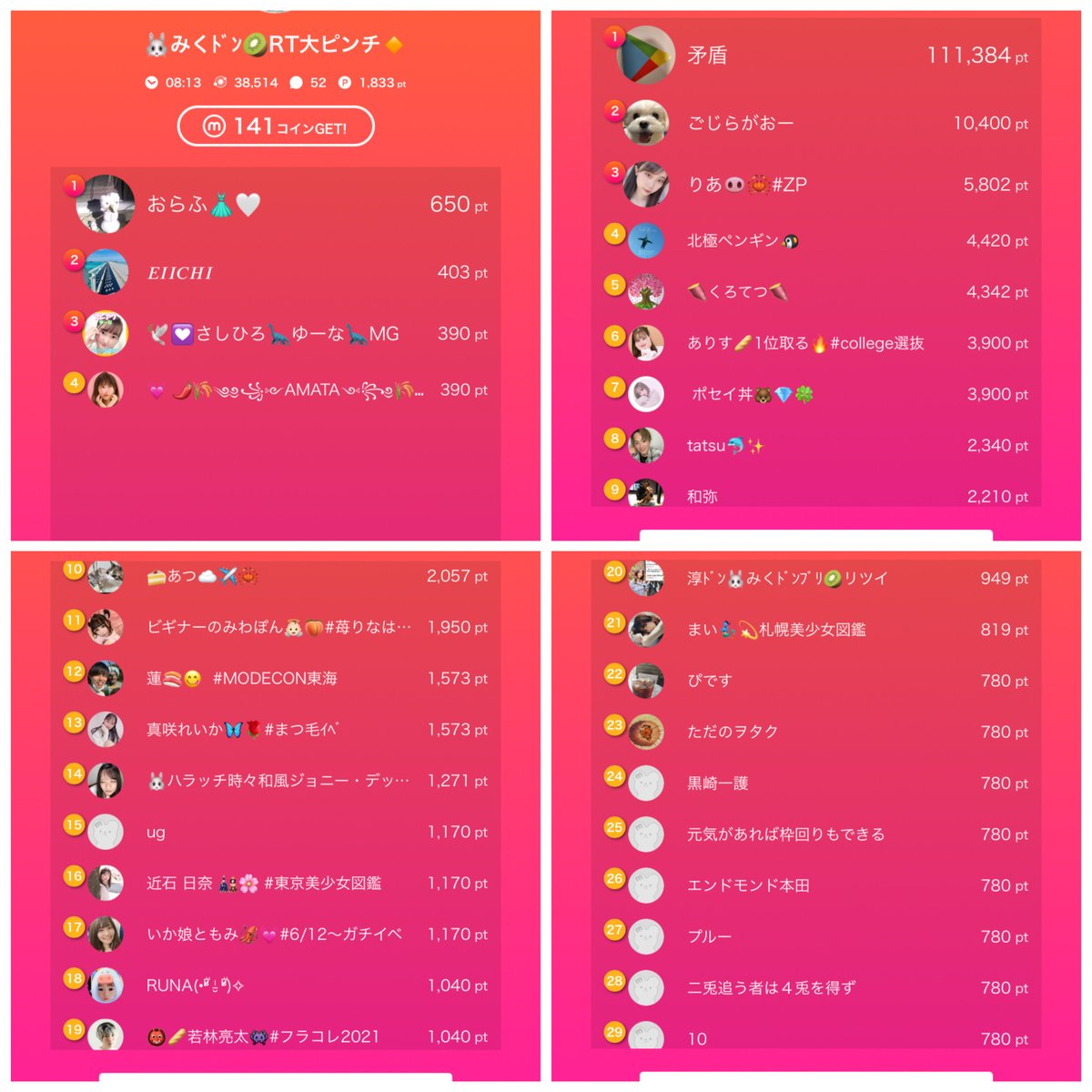 mi__24's tweet photo. ① 5/30 [ついに最終日🔥]

昨日はなんと3位にして頂きました！
ほんとにほんとにありがとうございます。
あとは今日1位まで駆け抜けるのみです。

まだまだRTも足りてません。
皆さんどうかご協力最後までお願いします😭
絶対に  #みくﾄﾞﾝがグランプリ です🔥

#MissBouquet #ミクチャ https://t.co/bvlbseASZC
