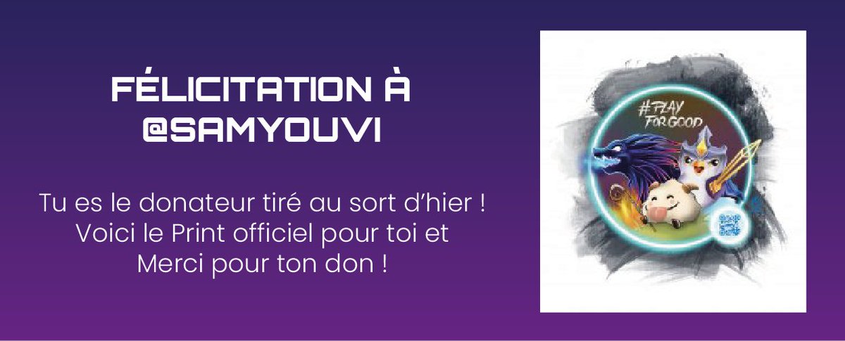 Voici le grand donateur gagnant du print pour la soirée d'hier @Samyouvi ! Régis à la régie t'a tiré au sort, on dirait le sort t'a bien récompensé🪄
Tu peux nous contacter en MP ou sur discord, your choice baby !