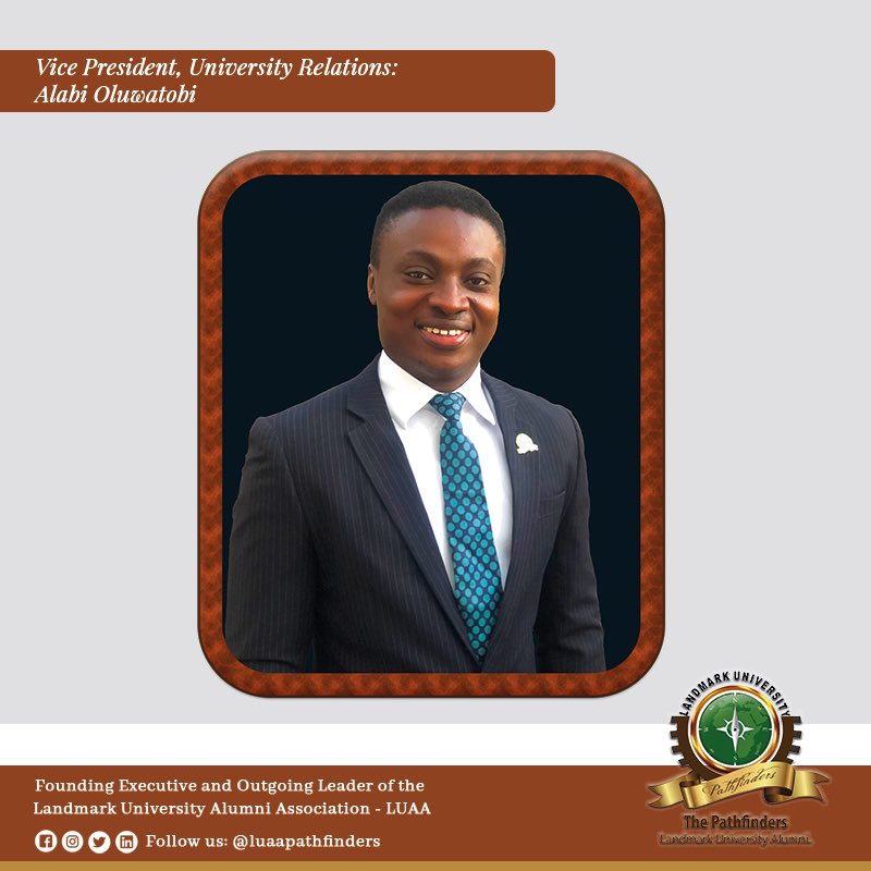 luaapathfinders's tweet photo. Vice President, University Relations: Alabi Oluwatobi (@ dharmyhalabi).

Founding #Leader and Outgoing Executive of the #LandmarkUniversityAlumni Association - LUAA.

#LUAA #Pathfinders #SLICE #FoundingLeaders #OutgoingLeader 
#OutgoingVicePresident #VicePresident #VPUniversity https://t.co/TA88JK70aC