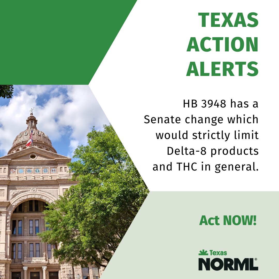 TexasNORML's tweet photo. #HB3948 creates a licensure process for research, cleans up language for #Texas farmers, &amp; allows #hemp feed. A Senate amendment will strictly limits #Delta8 products &amp; #THC in general. The bill is now in conference committee.

Contact your legislator: https://t.co/JPxzprkxC9 https://t.co/tjsU2VwxSn