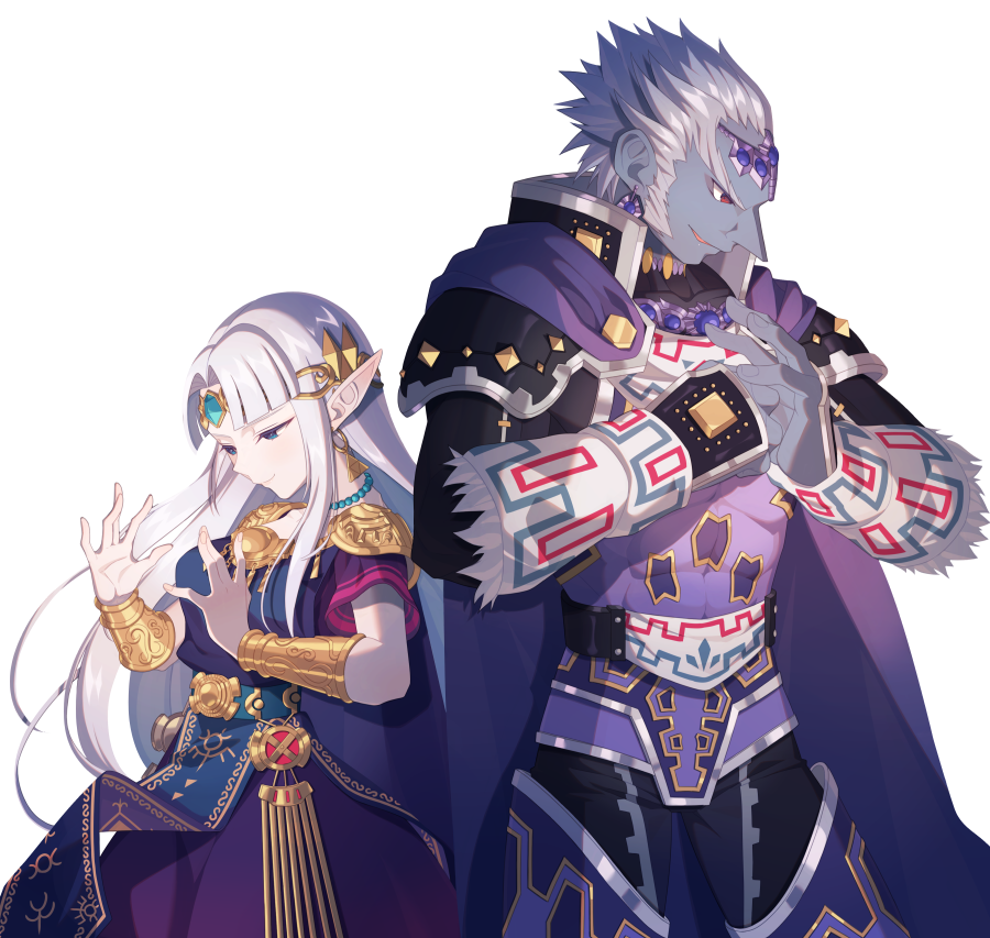 実梨 Miri 在 Twitter 上 背景エフェクトオフの差分 スマブラ公式サイトのファイター紹介 ガノンドロフのページにある ダークカラーのゼルダと背中合わせで立ってるスクショがとても好きでいつか描いてみたかったんです ガノンとゼルダが並んだ時のゼルダが予想