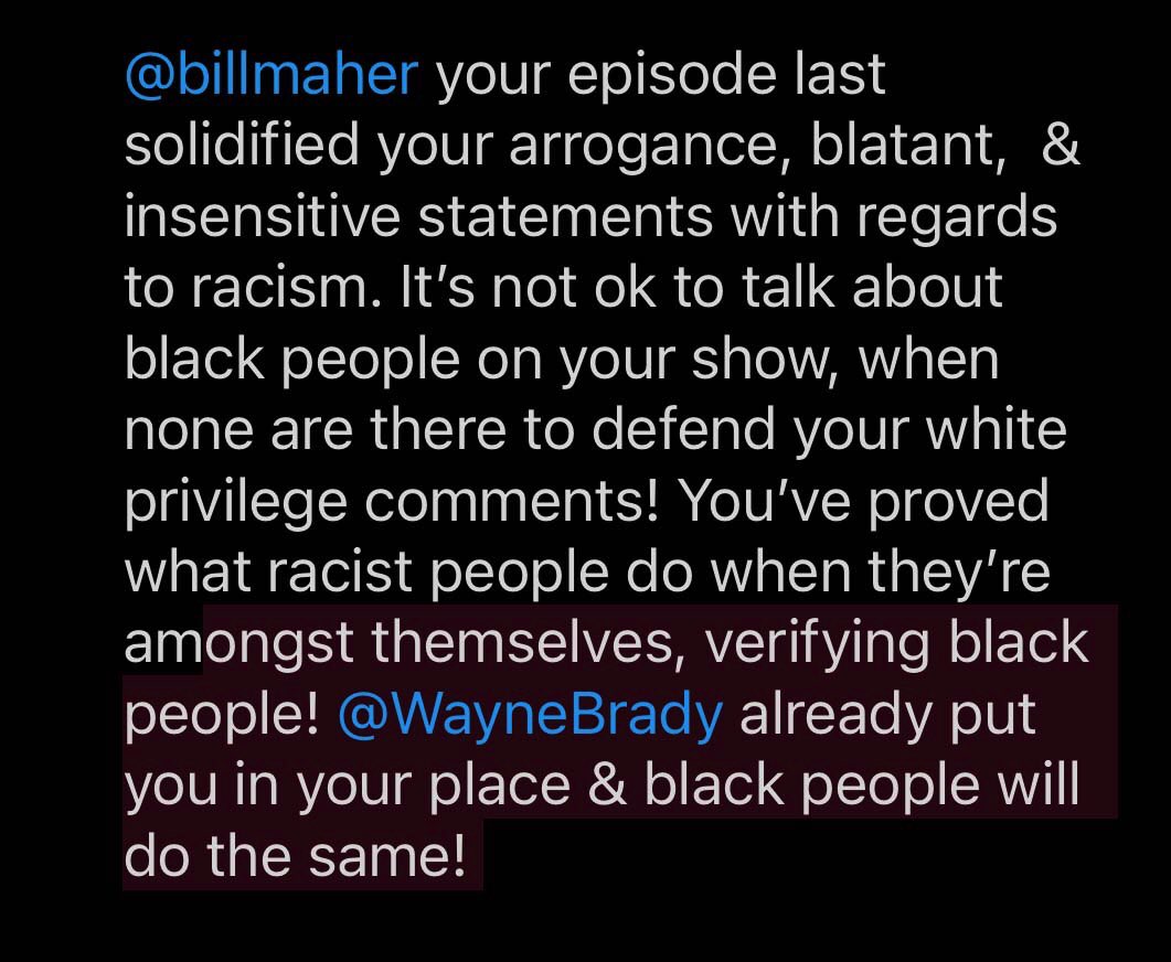 CP_Photonet's tweet photo. @billmaher @WayneBrady There’s a platform to verify black people…it’s called @FoxNews! https://t.co/S44ddJEkqA