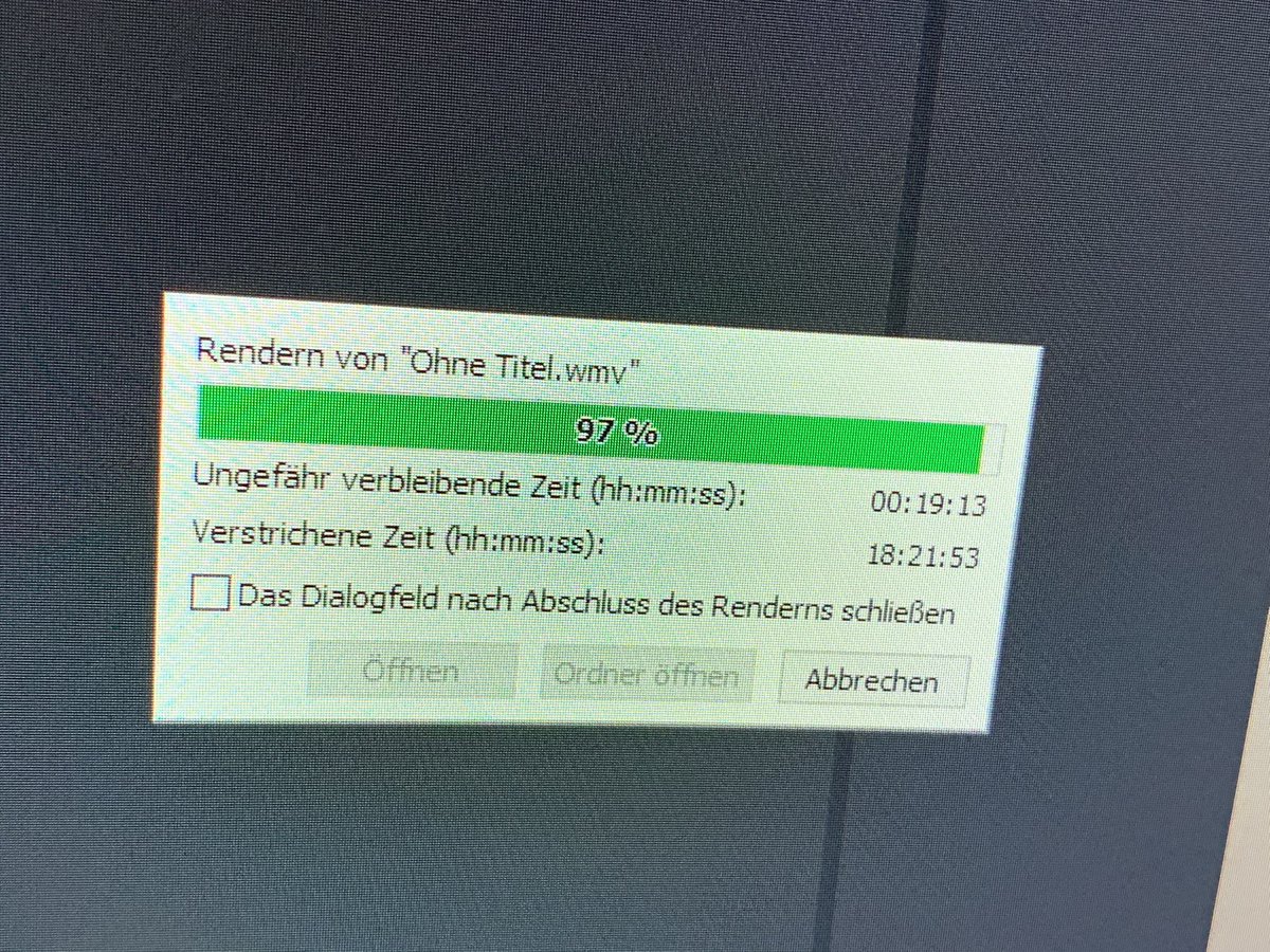 Ja nach 18 Stunden auch fast fertig