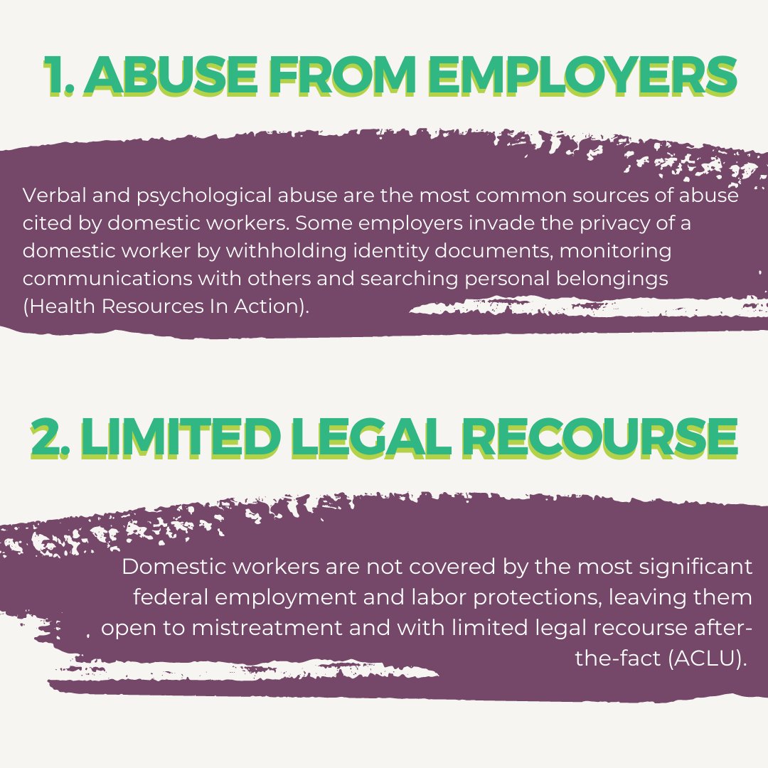 Domestic workers are not covered by the most significant federal employment &amp; labor protections. As a result, too many employers take advantage by not following a written agreement, invading privacy and verbally/psychologically abusing workers. #MentalHealthAwarenessMonth