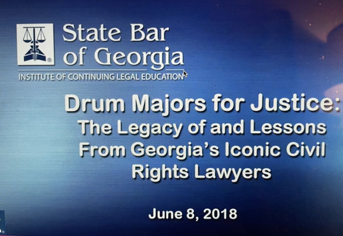 AttorneyGriggs's tweet photo. Reflecting on Great historical Attorneys of the past like #DonaldLeeHollowell &amp; #CBKing while watching Drum Majors for Justice Program CLE from the @StateBarofGA. https://t.co/3Hzxo9BmQh