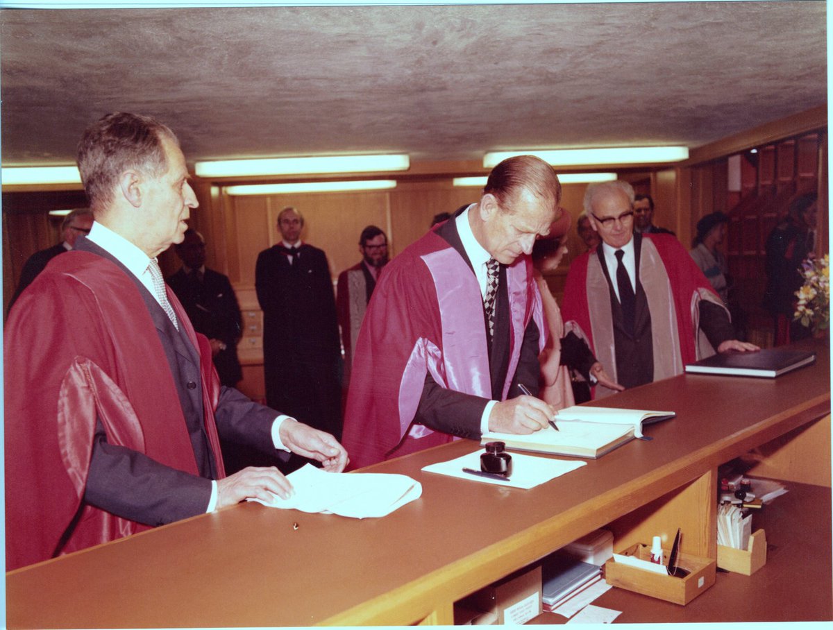 #Throwback to Friday 29 May 1981 with more photos. Find more memories of the day on our Facebook page: facebook.com/robinsoncolleg…, 
Photographs: Robinson College Archive: the b&amp;w photo of the Queen with Professor Charles Brink and Prince Philip courtesy of Caroline Brown.