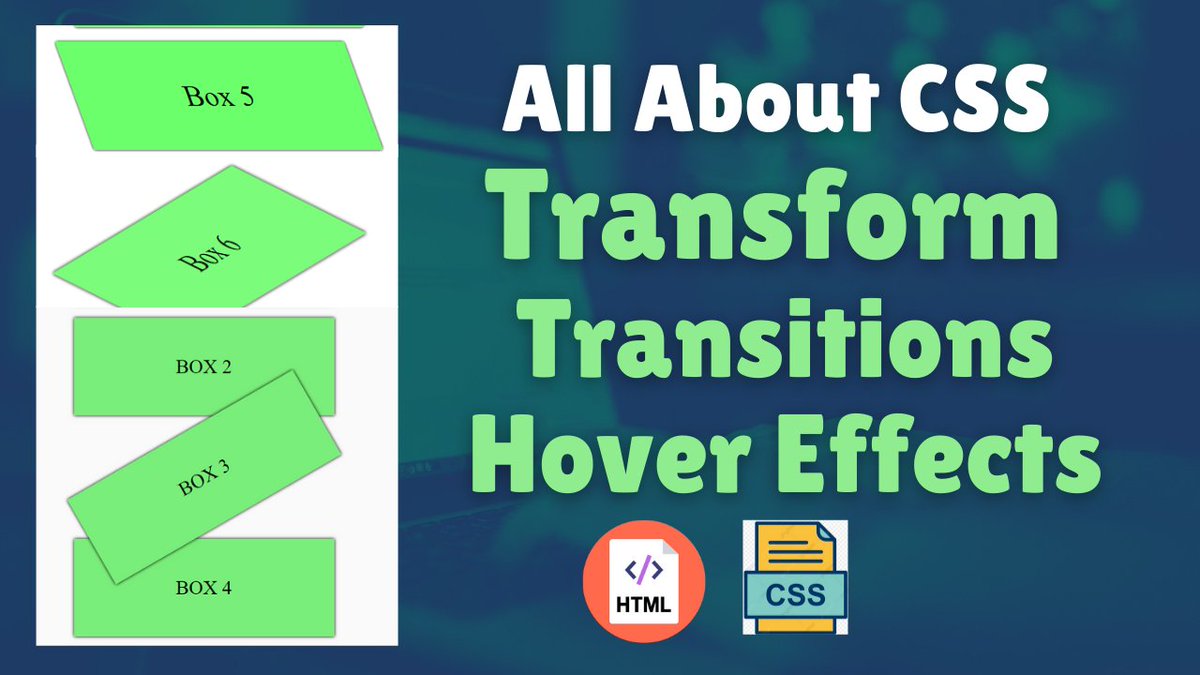 HmaWebdesign's tweet photo. How to Use Transform and Transition in CSS |  Transform Translate CSS | CSS Hover Effects

Watch Full Tutorial Here: https://t.co/gPG6UBeHL4

#CSS3 #html5 #webdevelopment #CodeNewbie #100DaysOfCode #csshtml #100daysofcodechallenge  #animation #transition #webdev #codingisfun https://t.co/b7B8FOxzGv