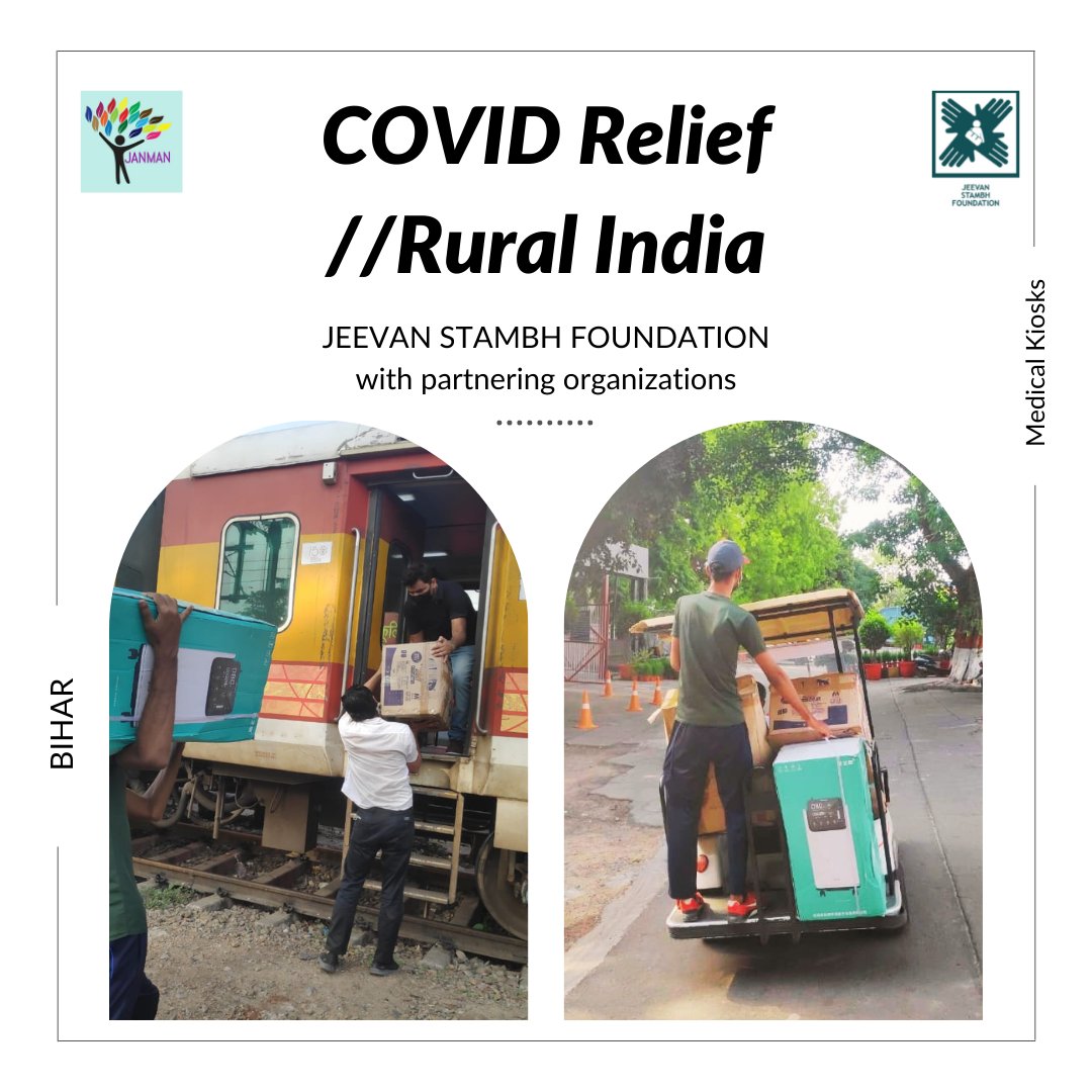 <Medical Kiosks in #RuralIndia in collaboration with <a href="/janman_org/">JANMAN PEOPLE'S FOUNDATION</a>>

We've dispatched oxygen concentrators, cylinders, oximeters, thermal guns, masks, sanitizers and other medical supplies to Parora, Dhurubgama and Kargahar villages in #Bihar. 
1/2