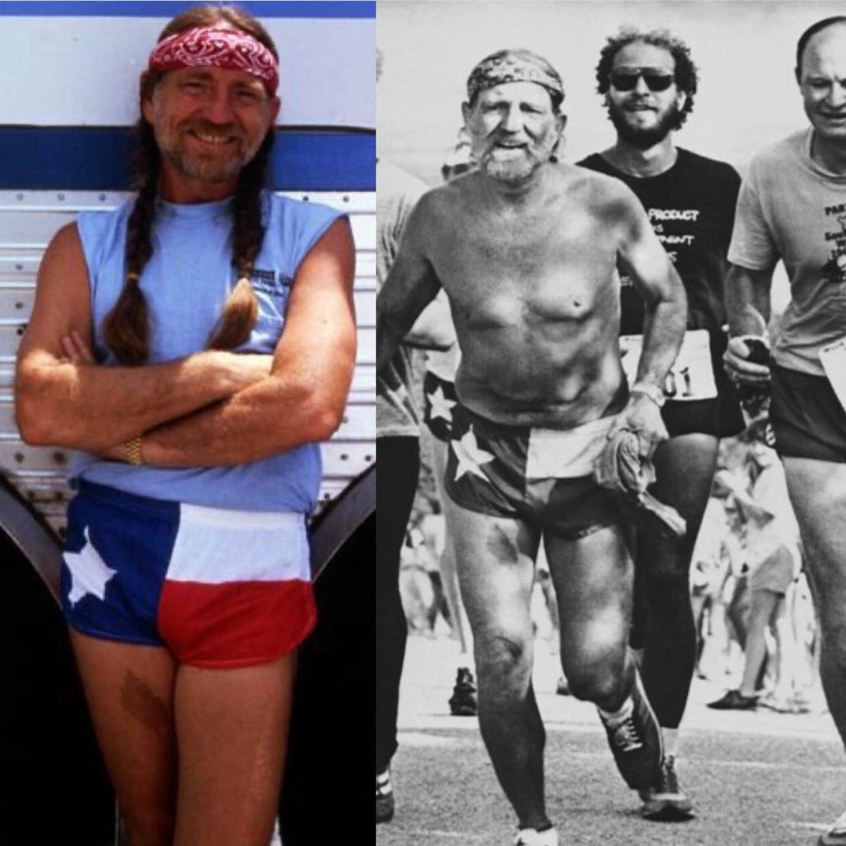 RunnerTap's tweet image. Many ask, “Did I chose the right Memorial Day road race for post race shenanigans? Well, there’s Willie Nelson and his badass crew with your answer… #memorialday #willienelson #running #roadrace #postracebeer