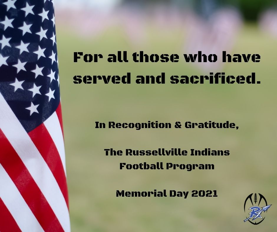 RHSIndians_FB's tweet image. The football program would like to say
thank you to all those who have served and sacrificed
for our country, particularly those in our very own
families and communities. #service #othersfirst
#localheroes