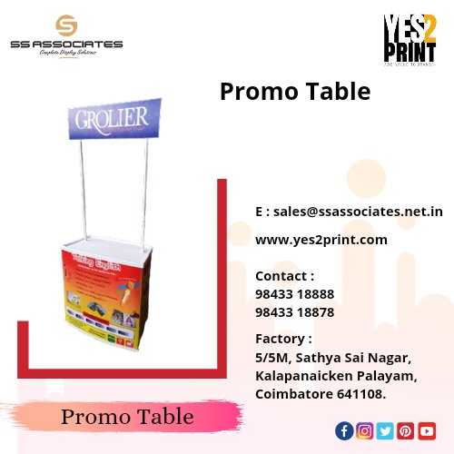 yes2print_cbe's tweet photo. Promo Table..!! 

Yes2print | SS Associates | Coimbatore | Sunpack Printing | Digital Printing |

#yes2print #ssassociates #coimbatore #promotable #promotionaltable #businesspromotions #businesspromotionalproducts #table #postables #pointofsales #screenprinting #digitalprinting https://t.co/7fVxjCyArJ