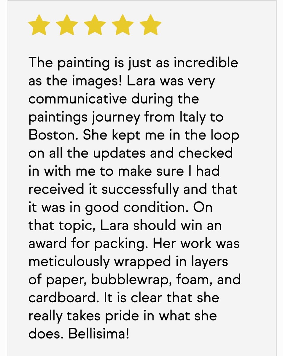 A lovely review from a happy collector 🤍⭐⭐⭐⭐⭐

#abstractart #art #arte #artecontemporanea #painting #artistsontwitter #review #Abstract #italianart #artshare #artforsale