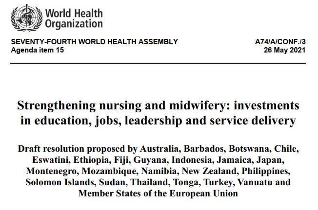 Thank you very much @DrTedros

#SDNM at @WHA74:
1. Global #shortage of at least 6 million #nurses, 
2. Need for #investment in nursing #job, #education, #leadership & #practice,
3. Vital importance of establishing #Government-level #Chief #Nurse in every country.

@NursingNow2020