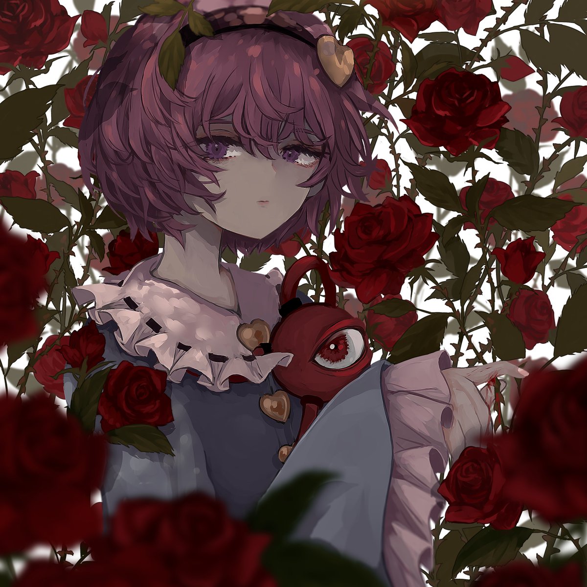 komeiji satori 1girl solo rose flower red flower red rose shirt  illustration images