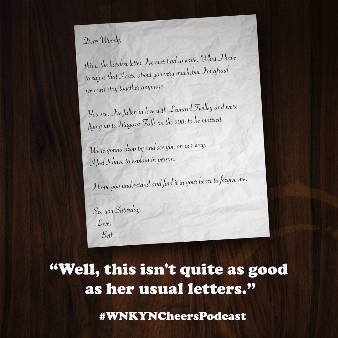 WNKYNCheers's tweet photo. FOUND IN CHEERS: The postman dropped off a new letter from Beth in this week's episode, S5E11 - The Book of Samuel. She always writes the best letters so Woody decided to read it out loud… 💔#WNKYNCheersPodcast…

📸 https://t.co/0IUbCeX8pE via https://t.co/Hfm9cvuggt https://t.co/OvTK6w1DRq