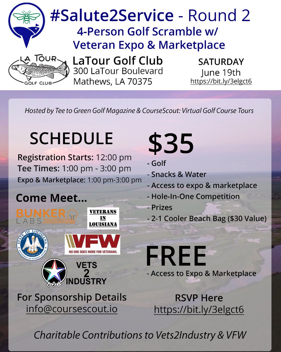 CourseScout's tweet image. Looking for something to do this Summer? What about golfing, while raising money for your local Military non-profits?
coursescout.io/events