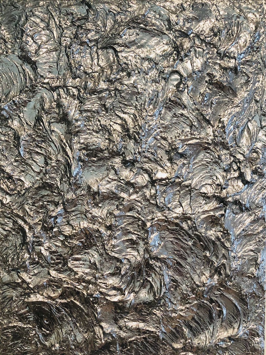 Chrome Waves .. 24” x 18” sculptural on birchwood panel. I used a new “mirror” paint on this piece and the shine is fantastic! #art #sculptural #abstractart #chrome #ArtistOnTwitter #style #design #interiordesign #abstractartist #britishartist #austinartist #artgallery #silver