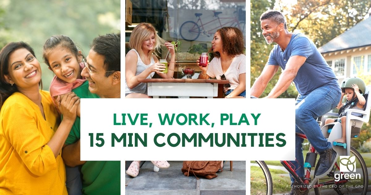 OntarioGreens's tweet image. 15-minute neighbourhoods are walkable communities that reduces our dependence on cars, lowers our emissions, fosters a sense of community and focuses on #AffordableHousing for all.
✅ Now is the time for #SmartDevelopment.
#onpoli
